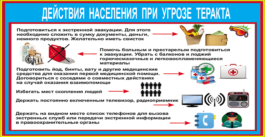 Памятка о действиях при угрозе совершения террористического акта.